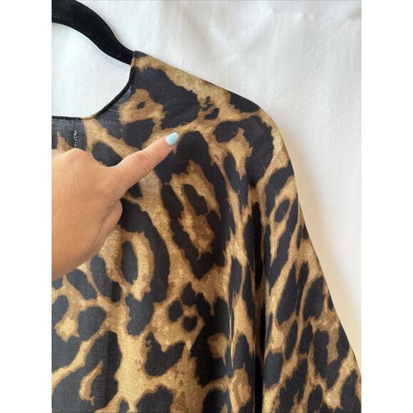 Riah Fashion Womens OS Boho Chic Leopard Black Trim Kimono Resort Beach Travel - Picture 4 of 7